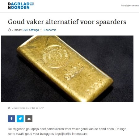 Goud vaker alternatief voor spaarders