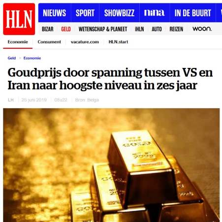 HLN: Goudprijs door spanning tussen VS en Iran naar hoogste niveau in zes jaar